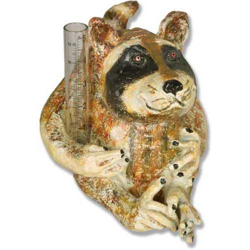 Pockets Raccoon Rain Gauge Garden Animal Statue - XoticBrands Home Decor