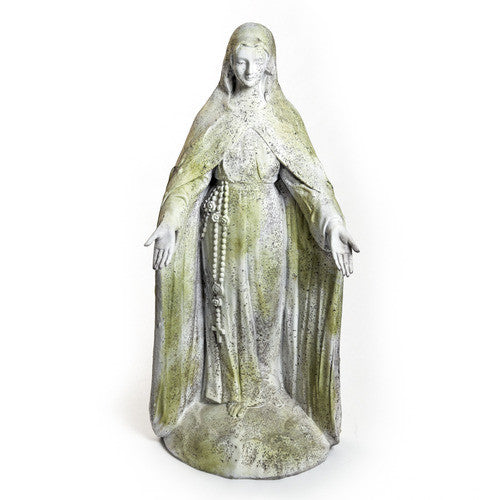 Mary Of The Rosary With Lace 49"H Large Religious Sculpture - XoticBrands Home Decor