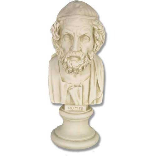 Homer Bust On Small Pedestal - Greek & Roman Busts - XoticBrands Home Decor