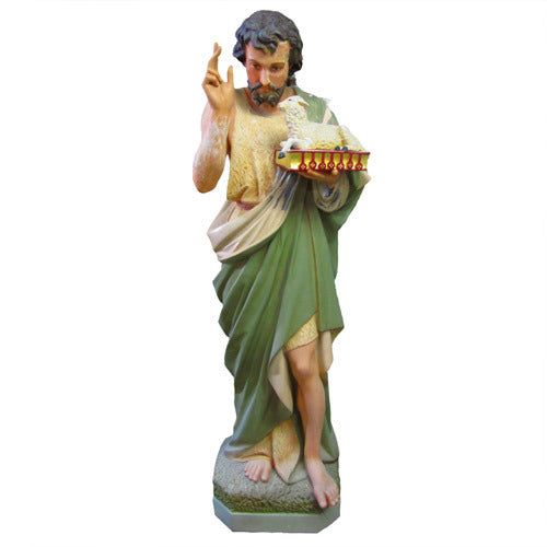 Saint John The Baptist W/ Sheep On Book Religious Sculpture - XoticBrands Home Decor