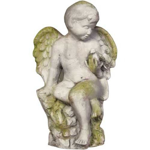 Angel Glancing At Bird 18 Garden Angel Statue - XoticBrands Home Decor