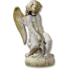 Como Cherub & Lion With Wings Garden Angel Statue - XoticBrands Home Decor