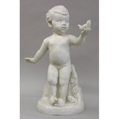 Nature's Child W/Bird 21 H (Cppr) Animal Classical Sculpture, Home Decor, XoticBrands, XoticBrands Home Decor