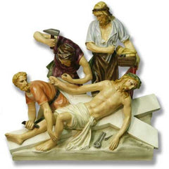 Jesus Is Nailed To Cross Station # 11 Religious Sculpture - XoticBrands Home Decor