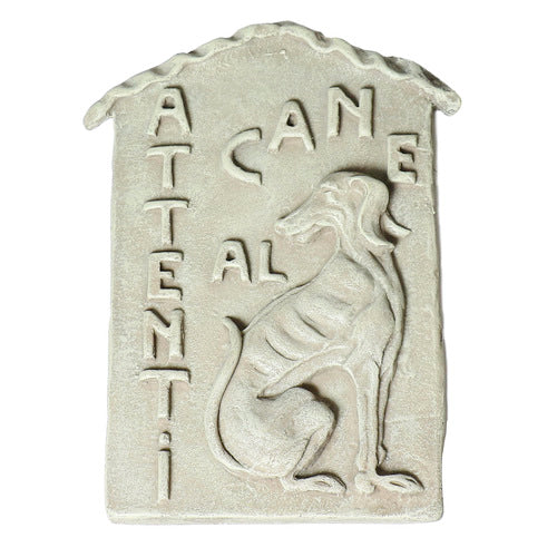 Beware Of Dog Plaque 15" (classic stone) Animal Sculpture, Home Decor, XoticBrands, XoticBrands Home Decor