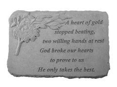 A Heart Of Gold...W/Birds Nest Memorial Garden Stone - XoticBrands Home Decor