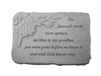 No Farewell Words...W/Birds Nest Memorial Garden Stone - XoticBrands Home Decor