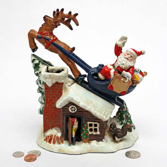 Discover the Charm of the Santa Claus On The Roof Cast Iron Mechanical Coin Bank: A Christmas Collector’s Dream and Holiday Essential