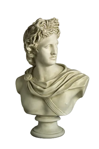 Statue of a classical bust on a white background