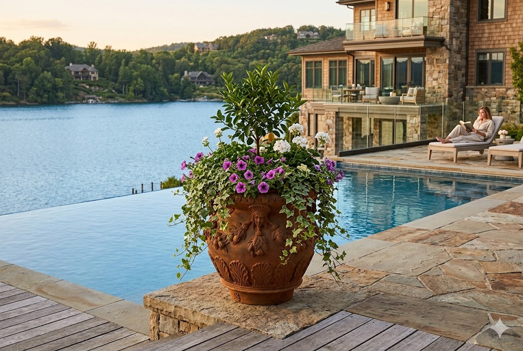 19.5" Della Robbia Pot - Medium Planters 15-29"H