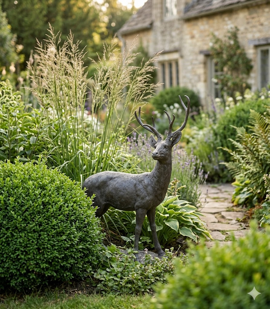 Graceful Majesty: White Tail Deer 64 Garden Animal Statue