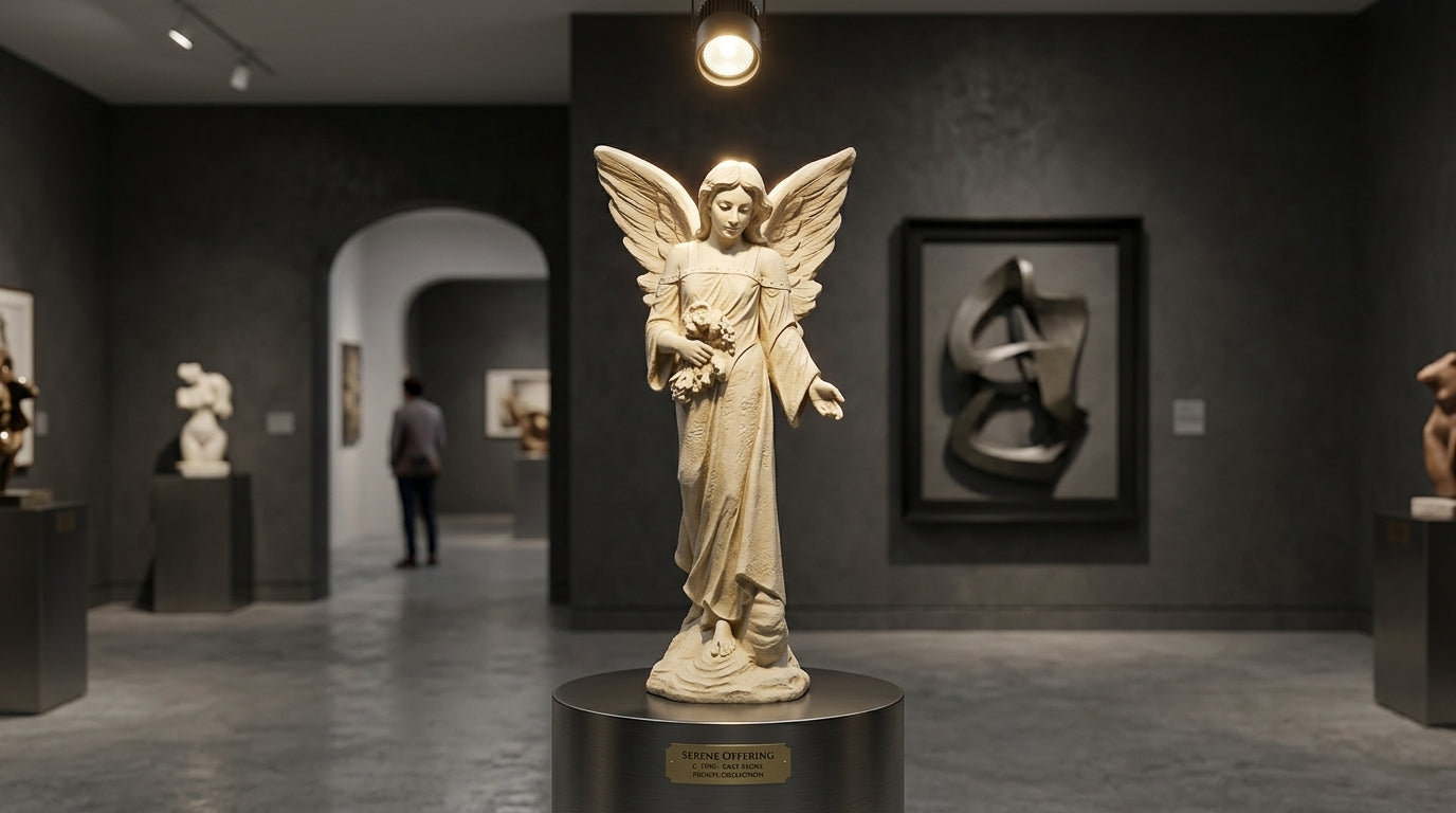 Antique Stone Garden Angel (38"H)