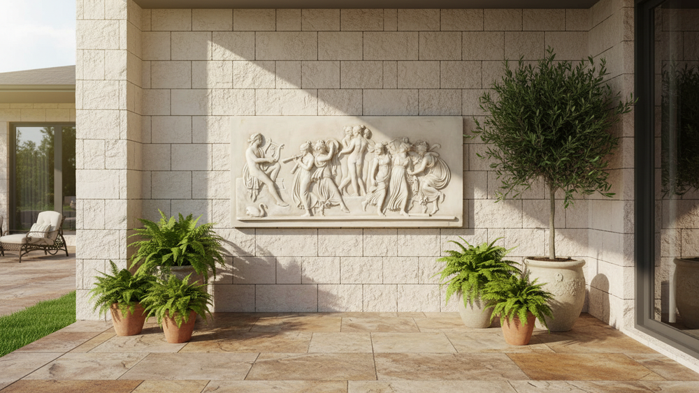 Apollo & Muse Medium Wall Art Sculpture  Timeless Antique Stone Finish