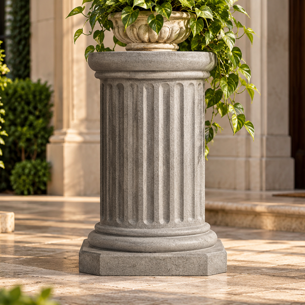 Architectural Grace: Short Fluted Pedestal - Columns Sculpture