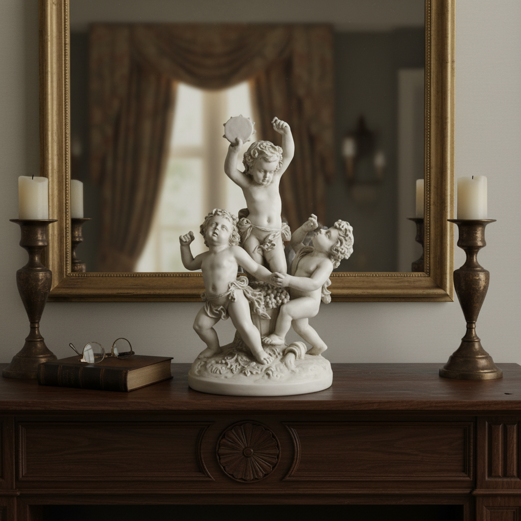 Enchanting Bacchanale Enfant: 25-Inch Classical Sculpture
