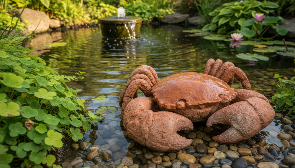 Captivating Stone Crab Garden Statue – Coastal Outdoor Decor