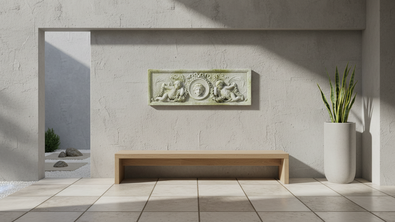 Classic Cherub Victorian Wall Plaque  Elegant Home Sculpture