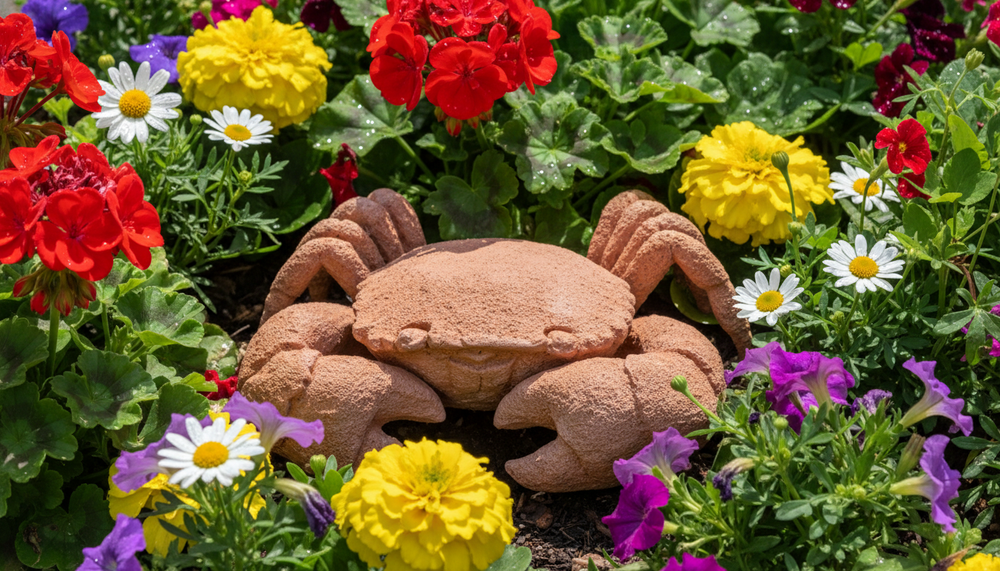 Coastal Garden Decor – Stone Crab Statue by XoticBrands