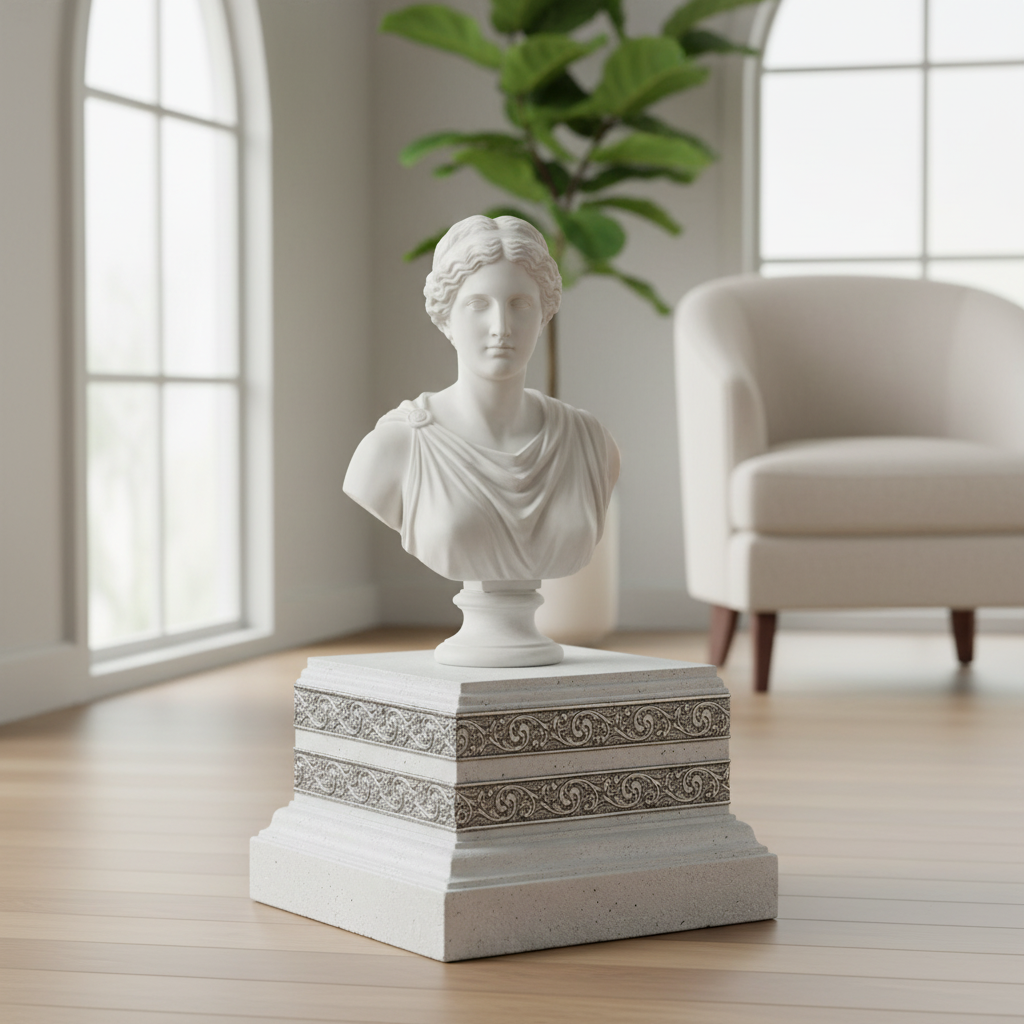 Sculpted Beauty: Delia Base Pedestal Sculpture - Enhancing Your Décor with Exquisite Artistry