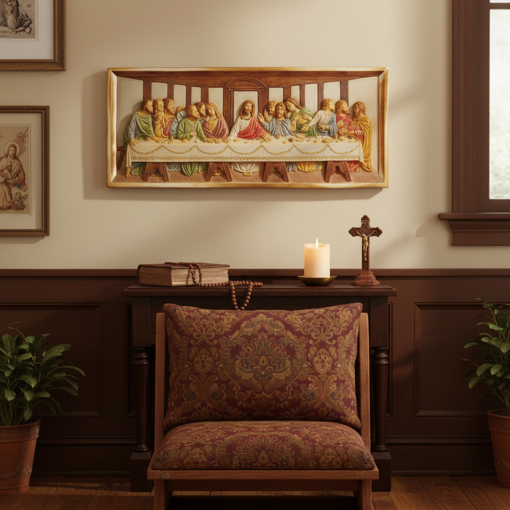 Divine Sculpture: Grande Last Supper - Realistic Large Wall Relief - Sacred Religious Masterpiece