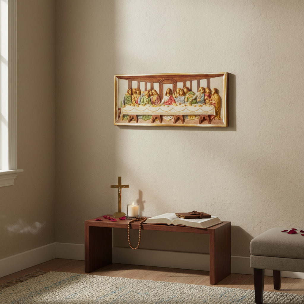 Divine Sculpture: Grande Last Supper - Realistic Large Wall Relief - Sacred Religious Masterpiece