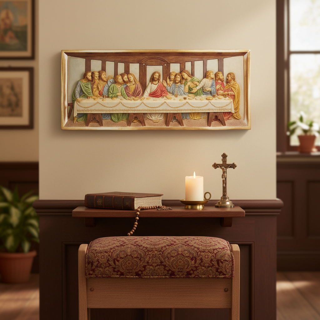 Divine Sculpture: Grande Last Supper - Realistic Large Wall Relief - Sacred Religious Masterpiece