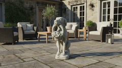 Dog with Flower Basket – Handcrafted Garden Animal Statue