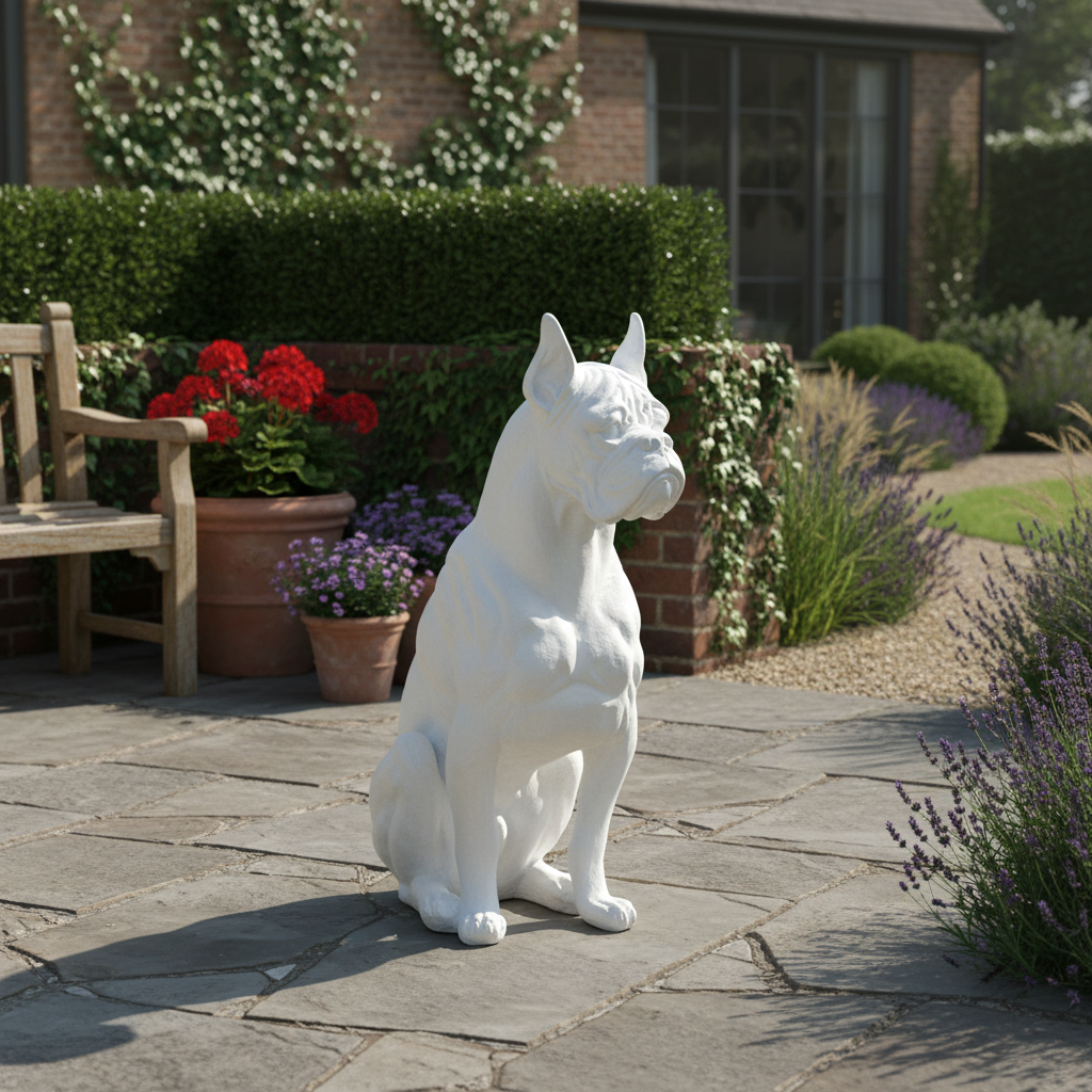 Dynamic Guardian: The Vigilant Boxer Dog Animal Sculpture
