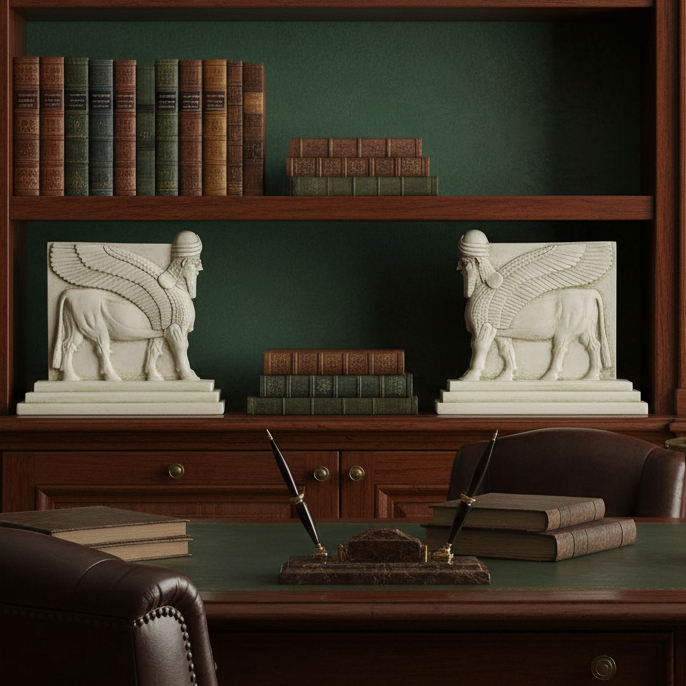 Elegant Assyrian Bookends – Ancient Animal Wall Sculpture
