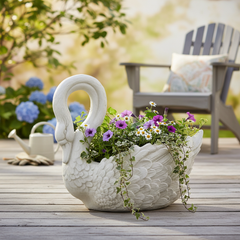Elegant Graceful Swan Planter: The Majestic Animal Sculpture