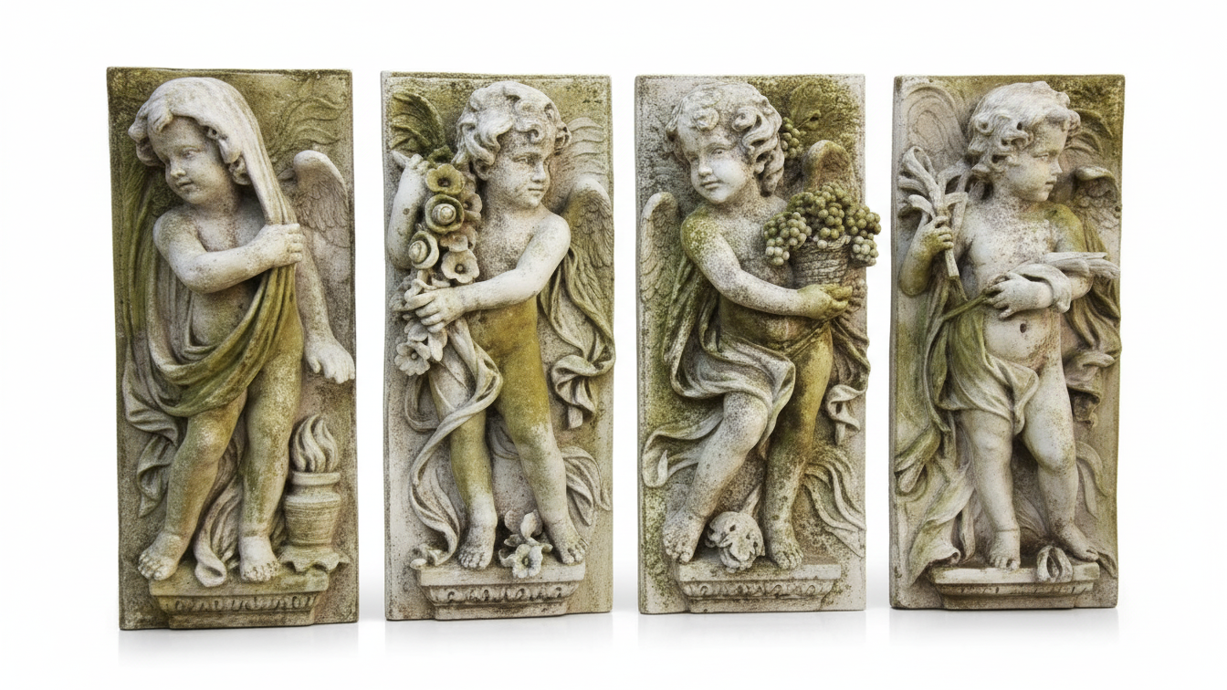 Elegant White Moss Finish Wall DÃ©cor: Little Boy Season Plaques Collection