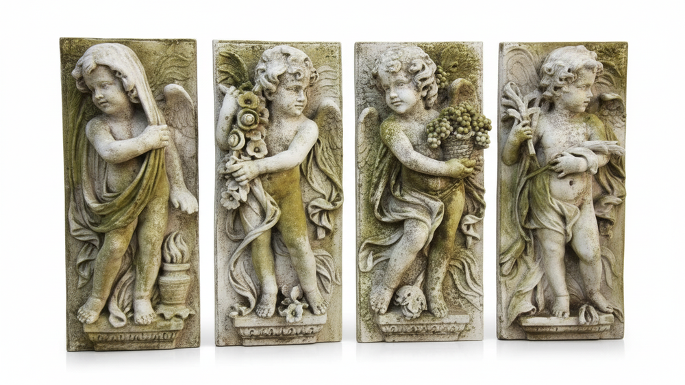 Elegant White Moss Finish Wall DÃ©cor: Little Boy Season Plaques Collection