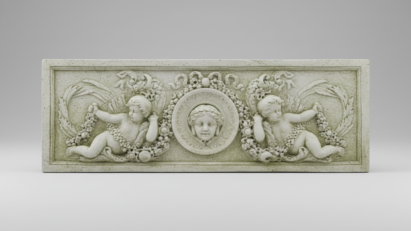 Graceful Cherub Victorian Plaque  Handcrafted Wall Sculpture
