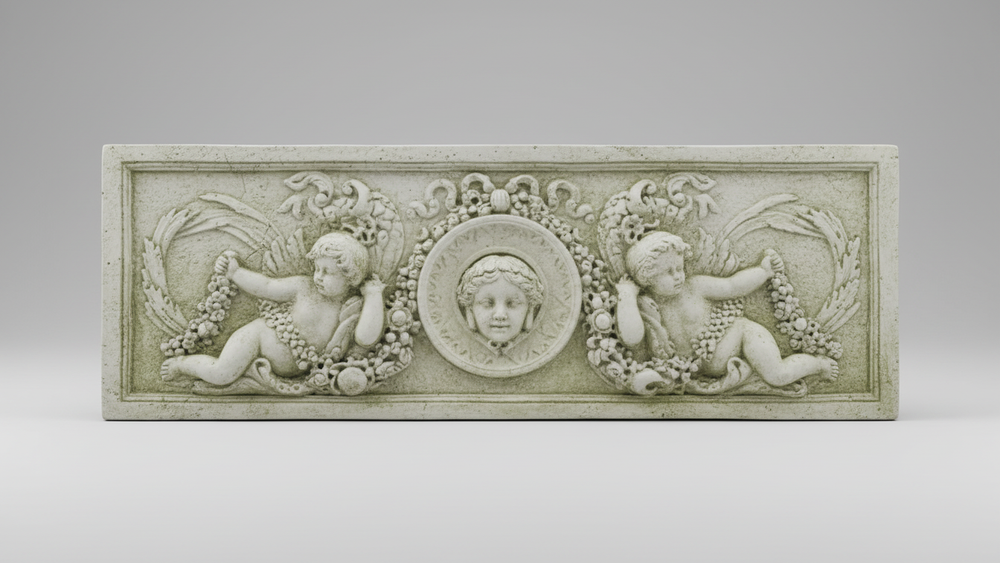Graceful Cherub Victorian Plaque  Handcrafted Wall Sculpture