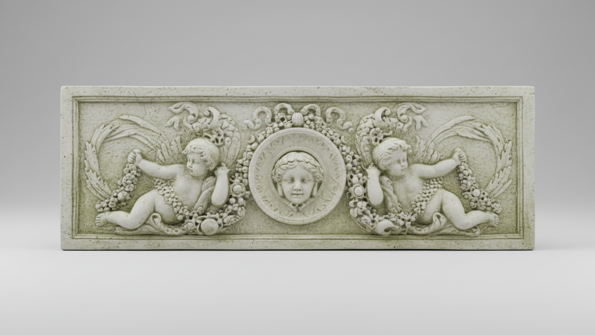 Graceful Cherub Victorian Plaque  Handcrafted Wall Sculpture