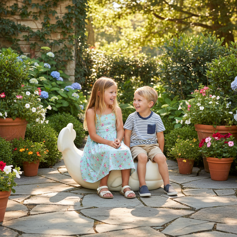 Graceful Seafarer: Whale Bench - Garden Sculpture
