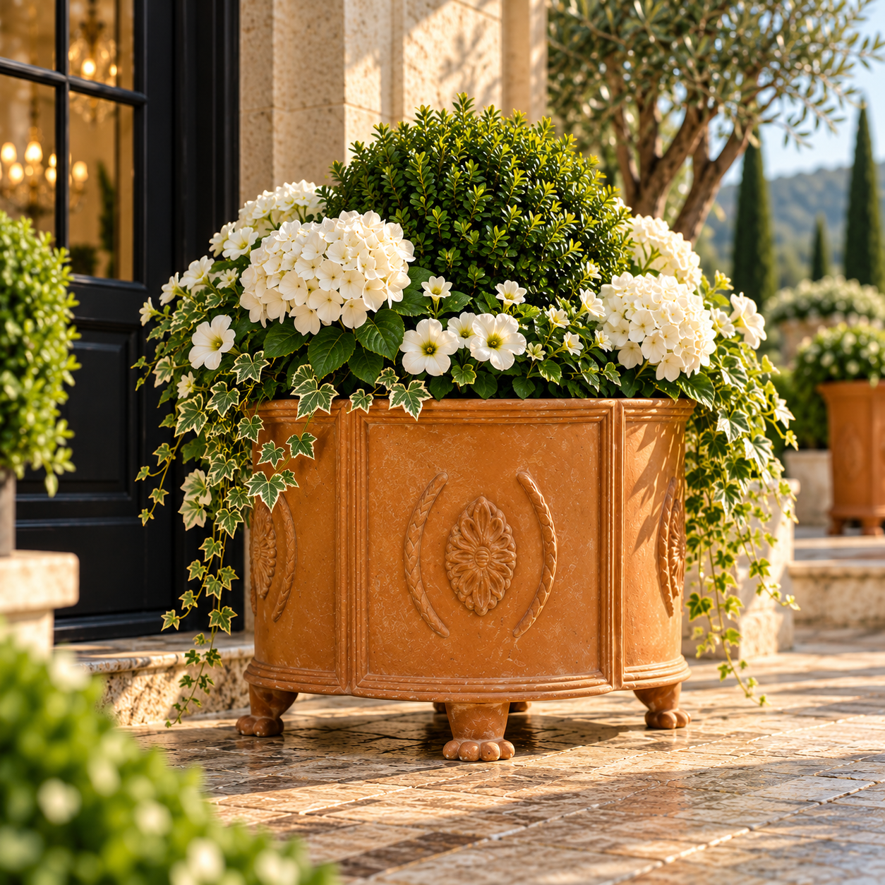 Graceful Serenity: Footed Maya Pot-SM - Garden Planter Sculpture