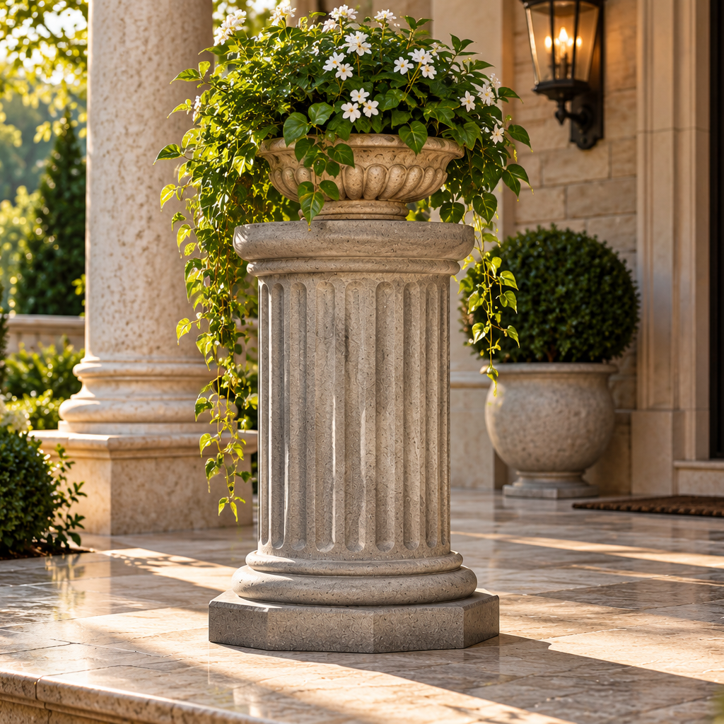 Architectural Grace: Short Fluted Pedestal - Columns Sculpture
