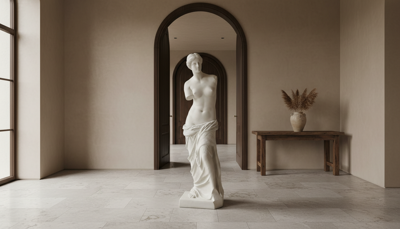 Handcrafted Venus De Milo Sculpture | 33" Antique Stone