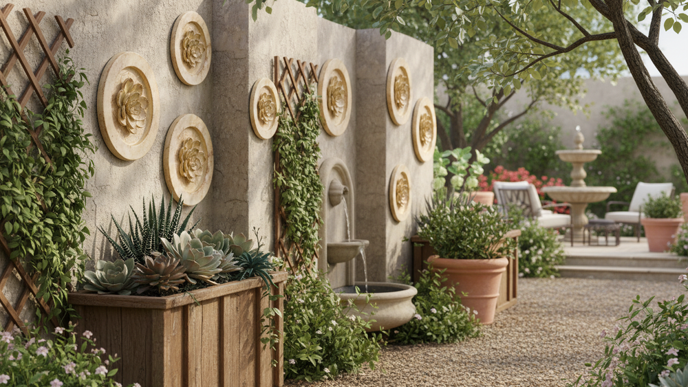 Handmade Magnolia Round Wall Art  Durable Fiberglass Sculpture with Metro Finish