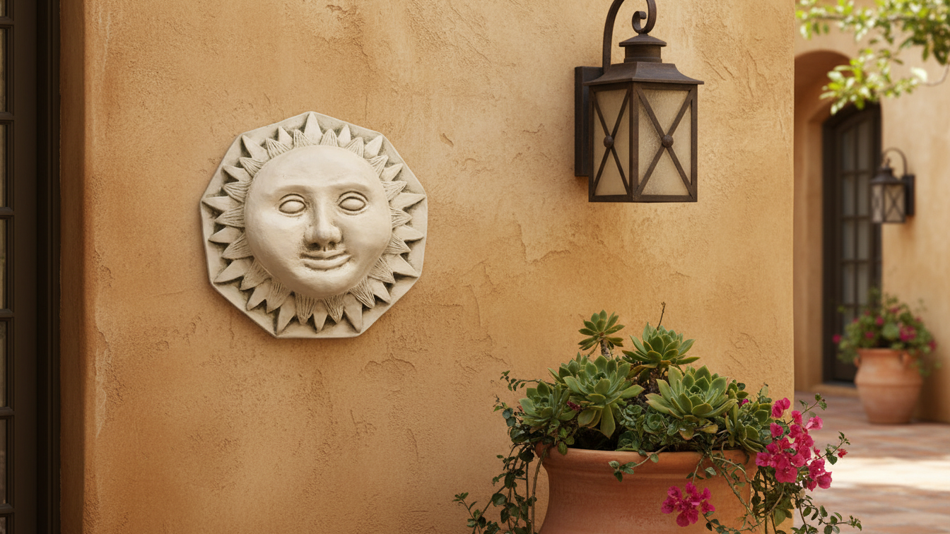 Handmade Tuscan Sun Flower Wall Art  Durable Fiberglass Sculpture with Pompeii Finish