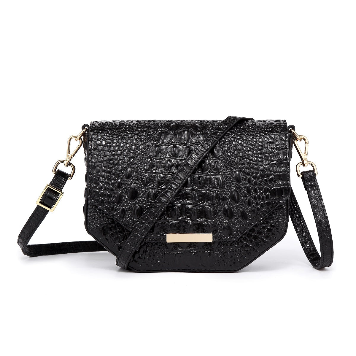  Faye Embossed Leather Handbag/ Crossbody bag: Black, crossbody bag, XoticBrands Home Decor