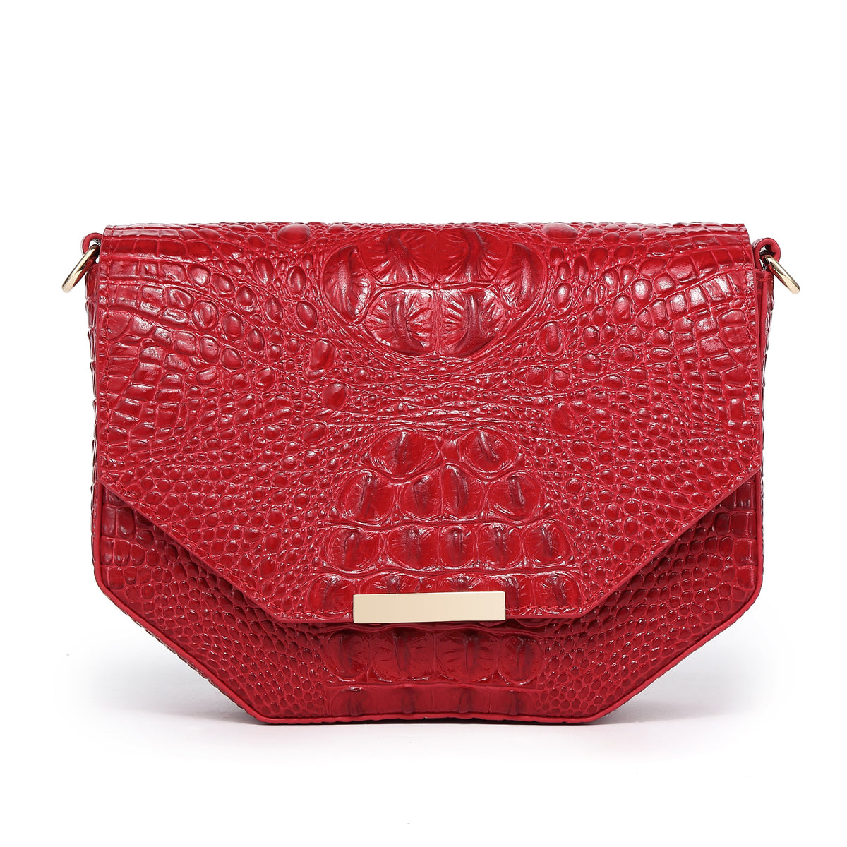  Faye Embossed Leather Handbag/ Crossbody bag: Red, crossbody bag, XoticBrands Home Decor