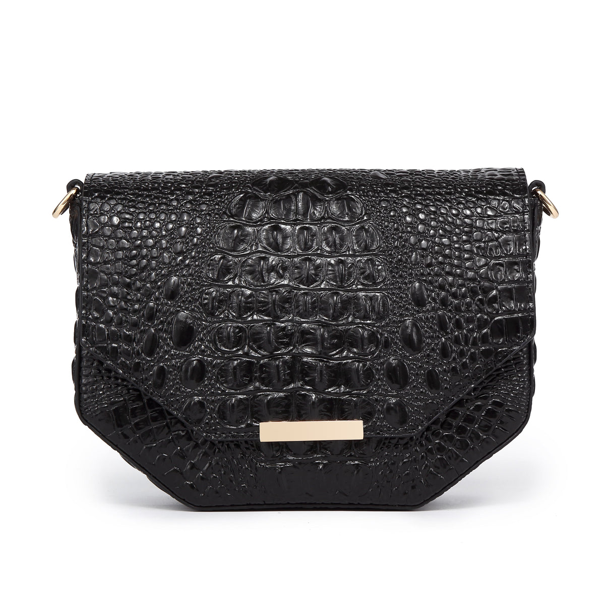 Faye Embossed Leather Handbag/ Crossbody bag: Black, crossbody bag, XoticBrands Home Decor