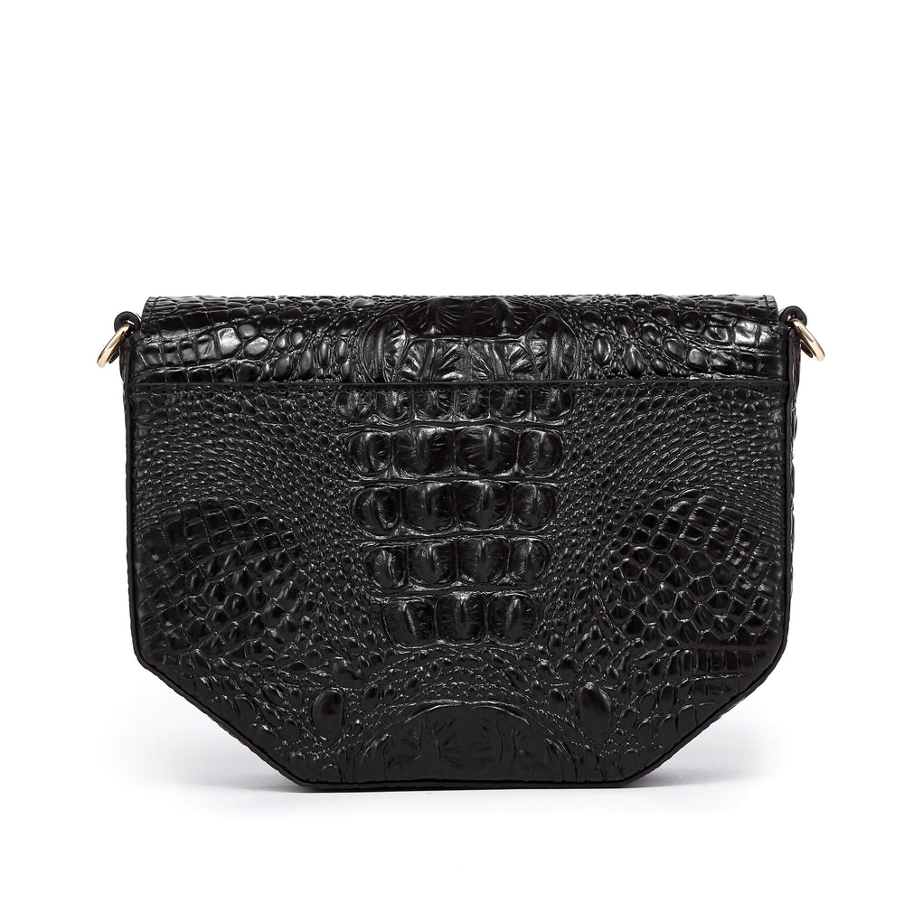  Faye Embossed Leather Handbag/ Crossbody bag: Black, crossbody bag, XoticBrands Home Decor
