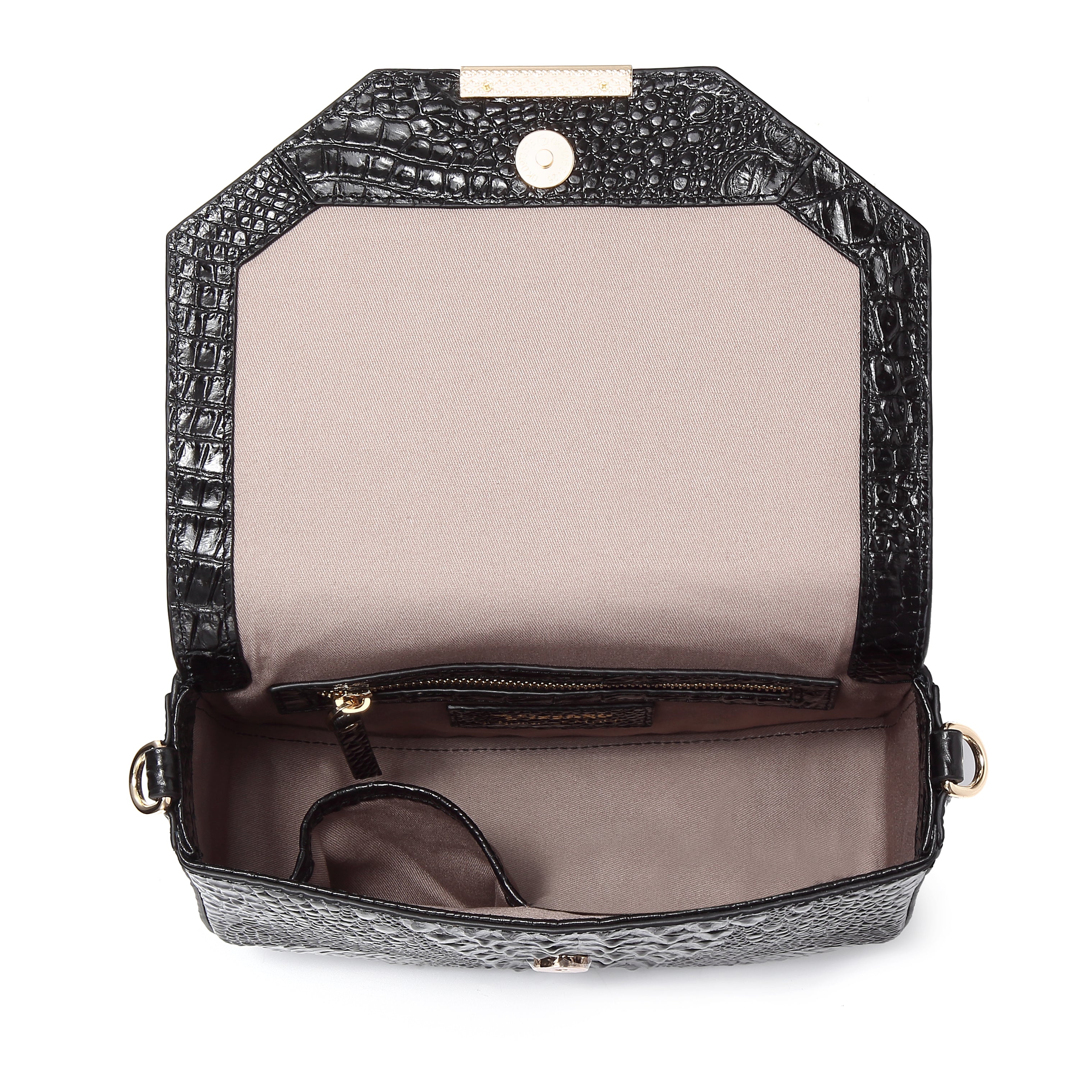  Faye Embossed Leather Handbag/ Crossbody bag: Black, crossbody bag, XoticBrands Home Decor