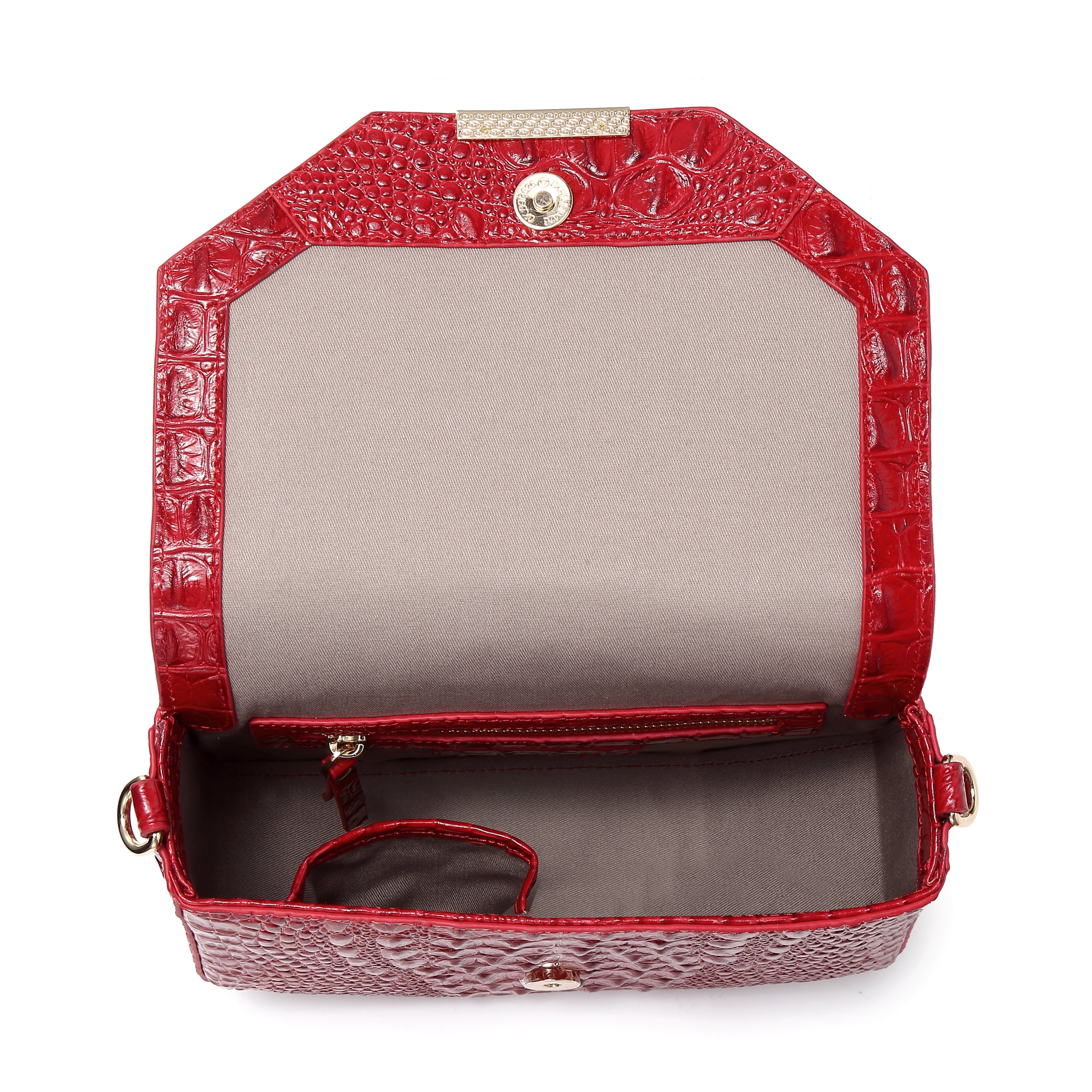  Faye Embossed Leather Handbag/ Crossbody bag: Red, crossbody bag, XoticBrands Home Decor