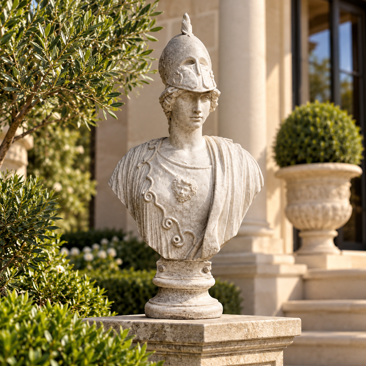 Minerva Giustinia Bust 45 Inch Stone Sculpture