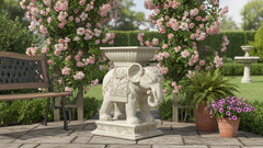 Indian Elephant Pedestal Statue – Elegant 18" Garden Sculpture