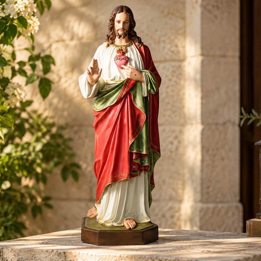 Sacred Heart Realistic 52" H Religious Sculpture